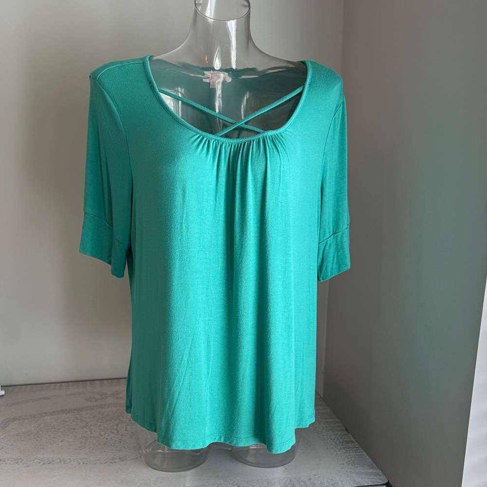 Chic Teal Short Sleeve Women's Top